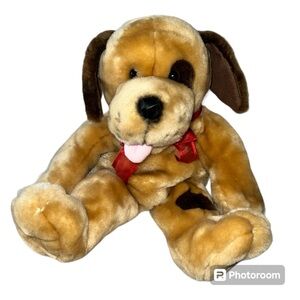 1988 Chrisha Playful Plush Dog Hand Puppet Voice Box says I Love You & Whistles